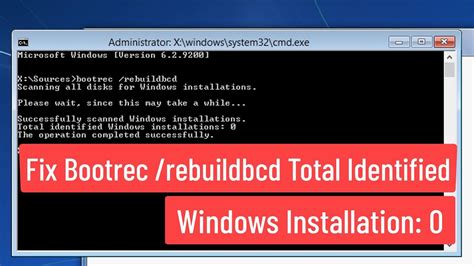 bootrec /scanos and /rebuildbcd finds 0 windows installations .
